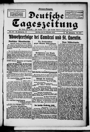 Deutsche Tageszeitung on Oct 11, 1918