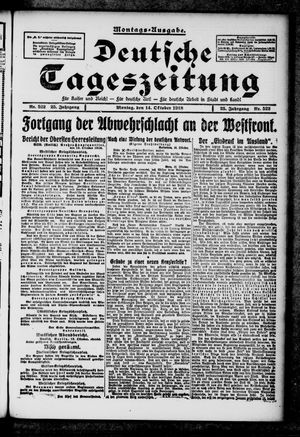 Deutsche Tageszeitung on Oct 14, 1918