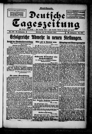Deutsche Tageszeitung on Oct 14, 1918