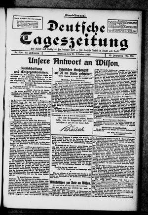 Deutsche Tageszeitung vom 21.10.1918
