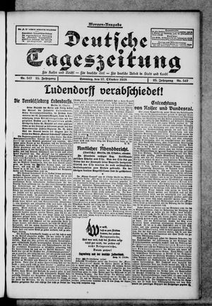 Deutsche Tageszeitung on Oct 27, 1918