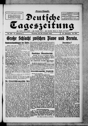 Deutsche Tageszeitung vom 29.10.1918