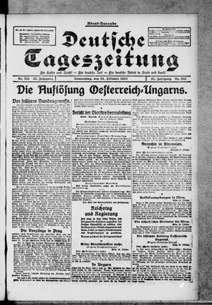 Deutsche Tageszeitung vom 31.10.1918