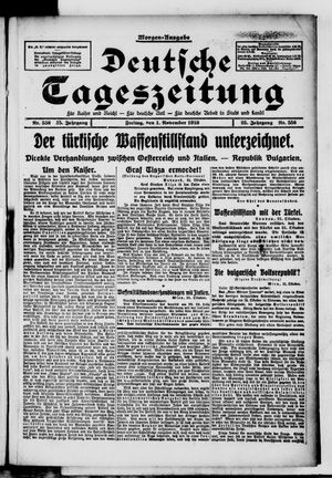 Deutsche Tageszeitung on Nov 1, 1918