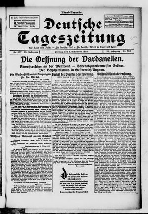 Deutsche Tageszeitung on Nov 1, 1918