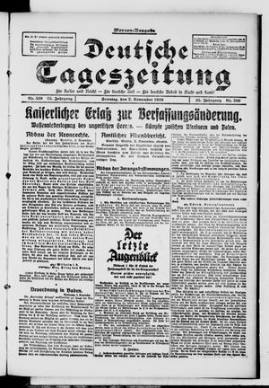 Deutsche Tageszeitung vom 03.11.1918