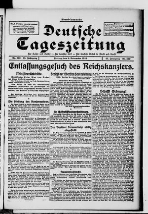 Deutsche Tageszeitung on Nov 8, 1918