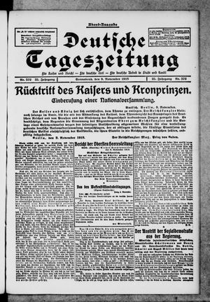 Deutsche Tageszeitung vom 09.11.1918