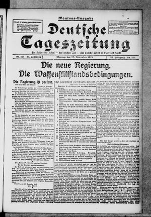 Deutsche Tageszeitung on Nov 11, 1918