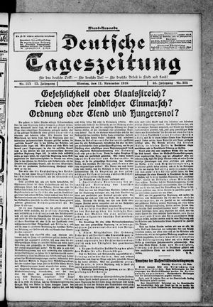 Deutsche Tageszeitung on Nov 11, 1918