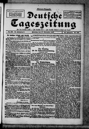 Deutsche Tageszeitung on Nov 17, 1918