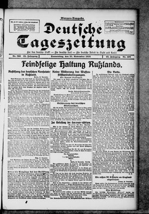 Deutsche Tageszeitung on Nov 21, 1918