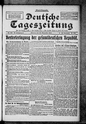Deutsche Tageszeitung on Nov 25, 1918