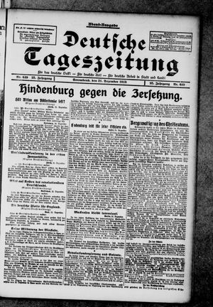 Deutsche Tageszeitung on Dec 21, 1918