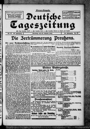 Deutsche Tageszeitung on Jan 21, 1919