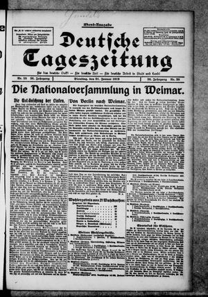 Deutsche Tageszeitung on Jan 21, 1919