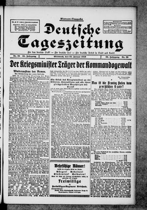 Deutsche Tageszeitung on Jan 22, 1919