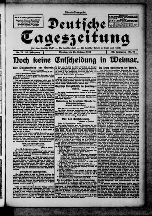 Deutsche Tageszeitung on Feb 10, 1919