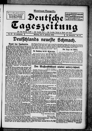 Deutsche Tageszeitung on Feb 17, 1919