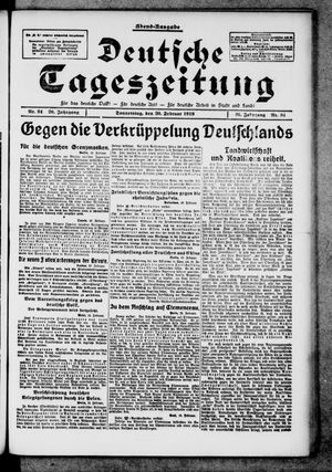 Deutsche Tageszeitung on Feb 20, 1919