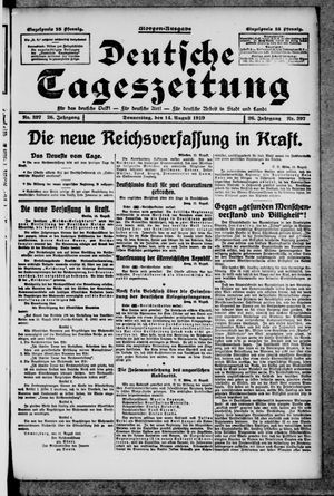 Deutsche Tageszeitung on Aug 14, 1919