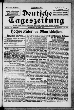 Deutsche Tageszeitung on Aug 18, 1919