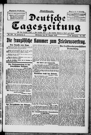 Deutsche Tageszeitung vom 27.08.1919