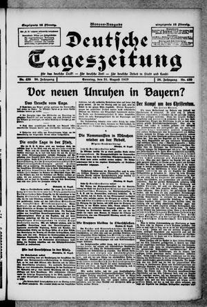 Deutsche Tageszeitung vom 31.08.1919