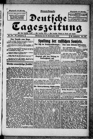 Deutsche Tageszeitung on Sep 10, 1919