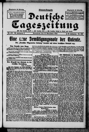 Deutsche Tageszeitung on Sep 13, 1919