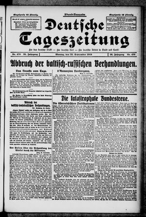 Deutsche Tageszeitung vom 22.09.1919