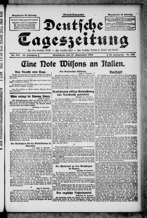 Deutsche Tageszeitung on Sep 27, 1919