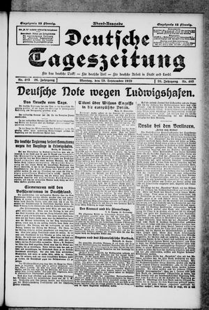 Deutsche Tageszeitung vom 29.09.1919