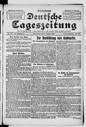 Deutsche Tageszeitung on Oct 2, 1919