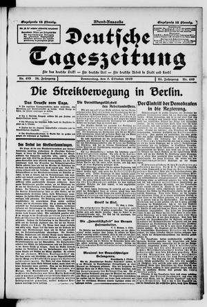 Deutsche Tageszeitung on Oct 2, 1919
