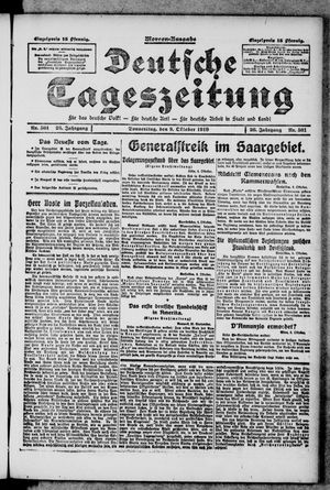 Deutsche Tageszeitung on Oct 9, 1919