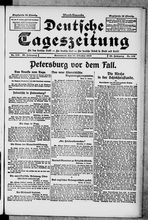 Deutsche Tageszeitung on Oct 18, 1919