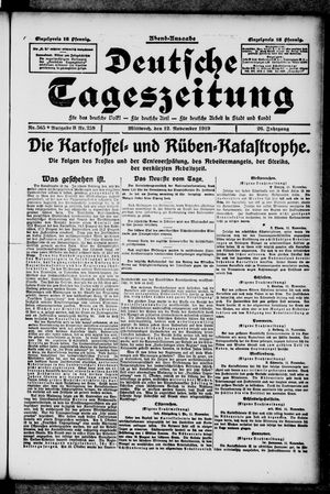 Deutsche Tageszeitung on Nov 12, 1919