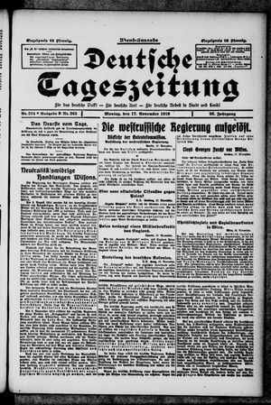 Deutsche Tageszeitung on Nov 17, 1919