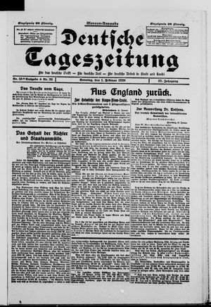 Deutsche Tageszeitung on Feb 1, 1920