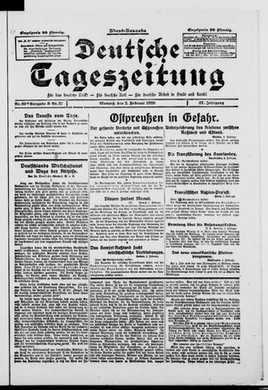 Deutsche Tageszeitung on Feb 2, 1920