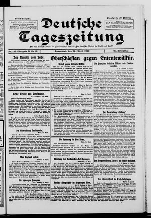 Deutsche Tageszeitung on Apr 24, 1920