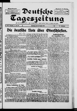 Deutsche Tageszeitung vom 22.08.1920