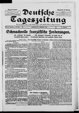 Deutsche Tageszeitung on Sep 1, 1920