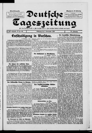 Deutsche Tageszeitung on Sep 1, 1920
