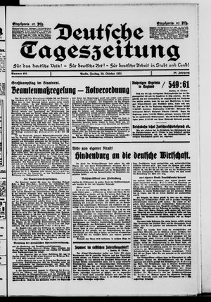 Deutsche Tageszeitung vom 30.10.1931