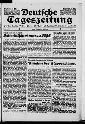 Deutsche Tageszeitung vom 20.04.1932