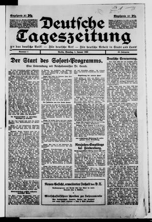 Deutsche Tageszeitung vom 01.01.1933