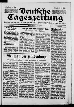 Deutsche Tageszeitung on Jan 2, 1933