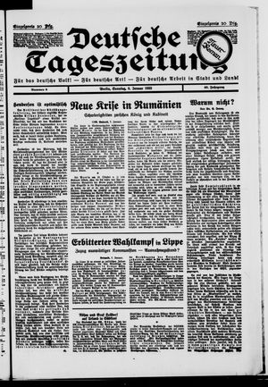 Deutsche Tageszeitung vom 08.01.1933